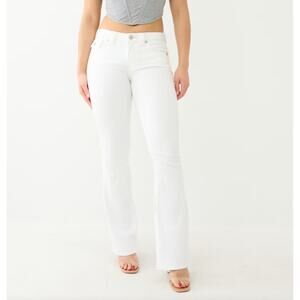 True Religion Disco Joey Mid Rise Bootcut Jeans Stretch Denim White Womens Sz 31